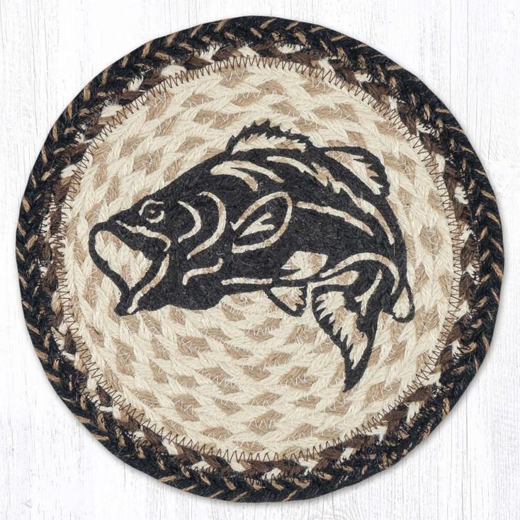 Big Mouth Bass Printed Round Jute Trivet