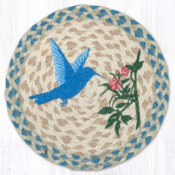 Hummingbird Printed Round Jute Trivet