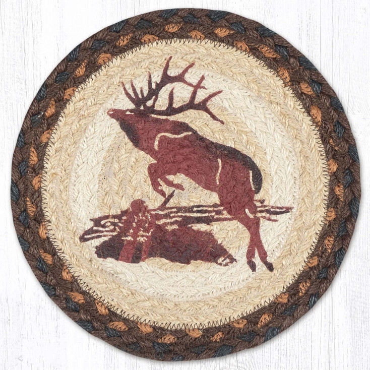 Jumping Elk Printed Round Jute Trivet