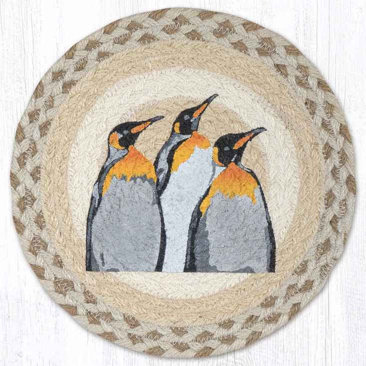 Penguins Printed Round Jute Trivet