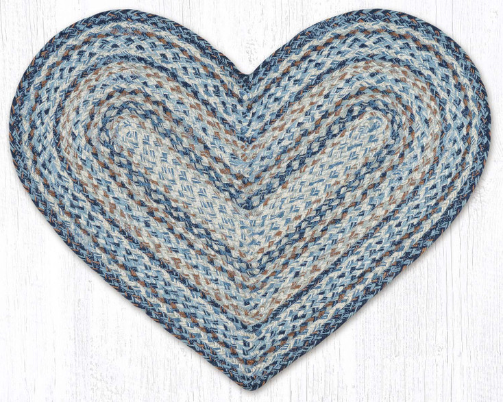 20" x 30" Denim Heart Braided Jute Rug