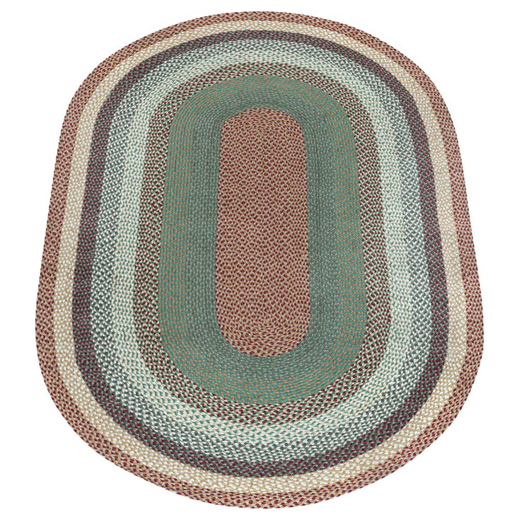 5' x 8' Buttermilk/Cranberry Oval Braided Jute Rug