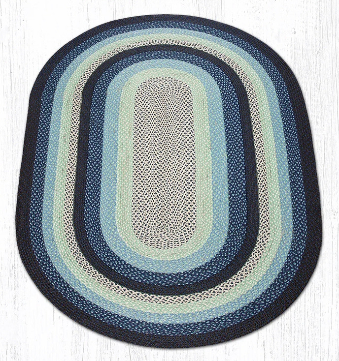 8' x 11' Blueberry/Cream Oval Braided Jute Rug