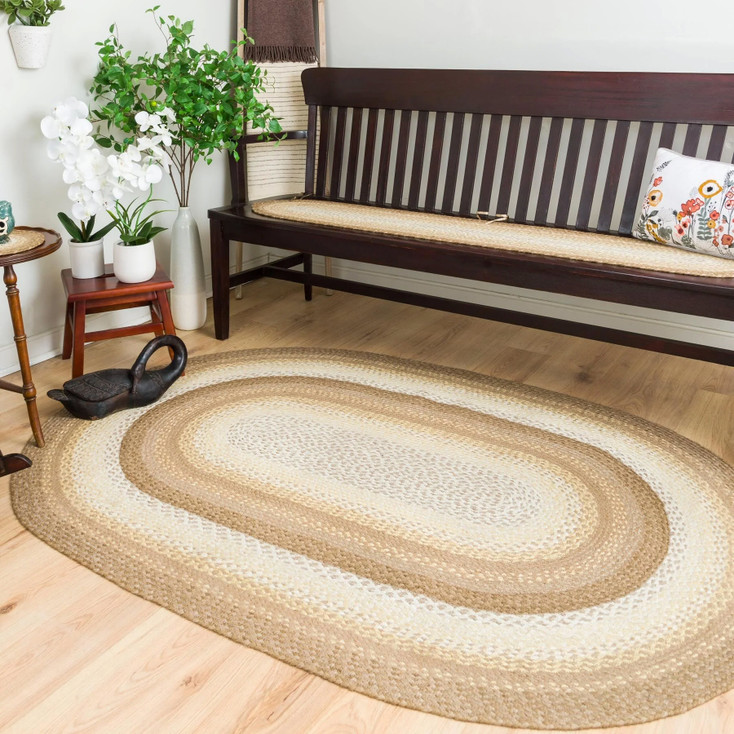 8' x 11' Natural Oval Braided Jute Rug