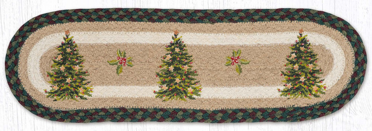8.25" x 27" Christmas Joy Tree Oval Jute Stair Tread