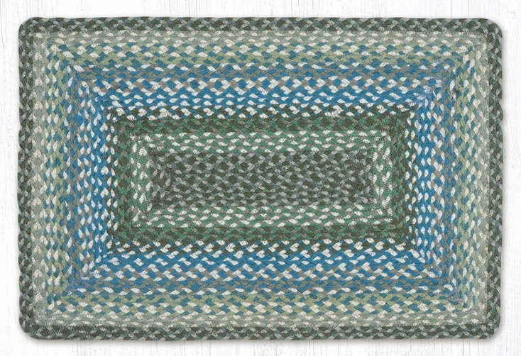 27" x 45" Sage/Ivory/Settlers Blue Rectangle Braided Jute Rug