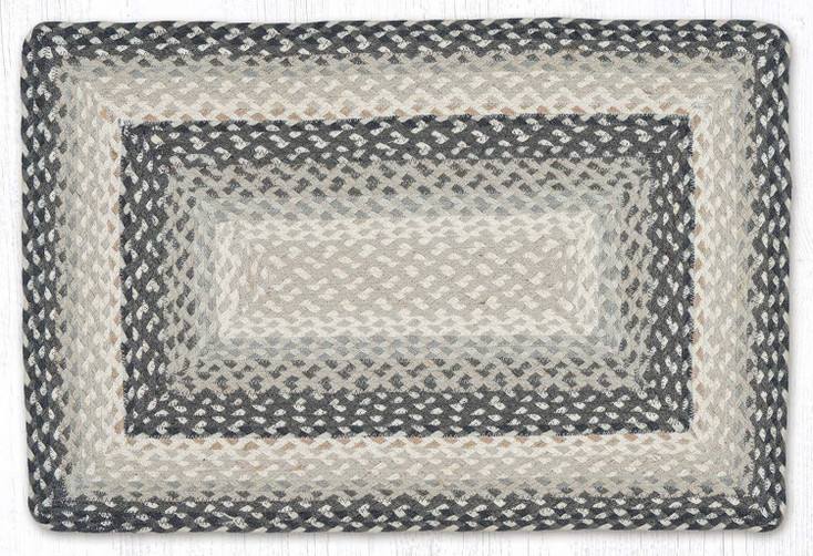 20" x 30" Gray/Sand/Ivory Rectangle Braided Jute Rug