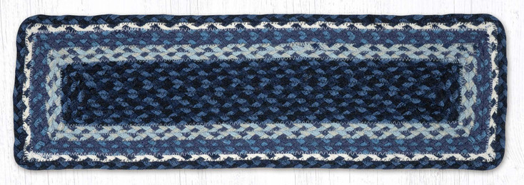 8.25" x 27" Blue/Gray/Ivory Rectangle Jute Stair Tread