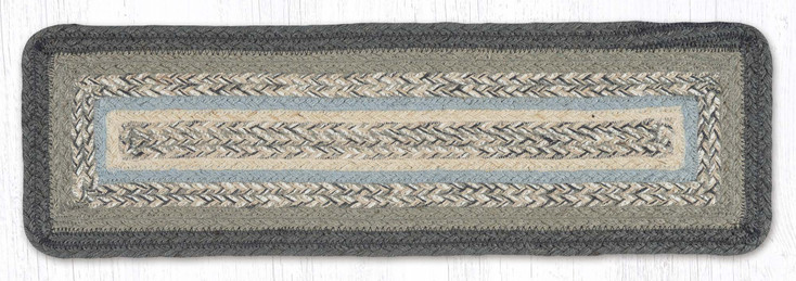 8.25" x 27" Charcoal/Gray/Ivory Rectangle Jute Stair Tread