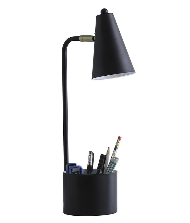 20" Black Desk Table Lamp with Black Cone Shade