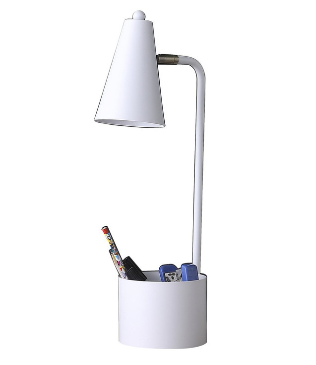 20" Compact White Student Metal Desk Lamp