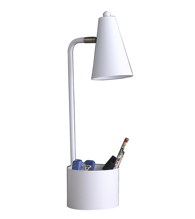 20" Compact White Student Metal Desk Lamp