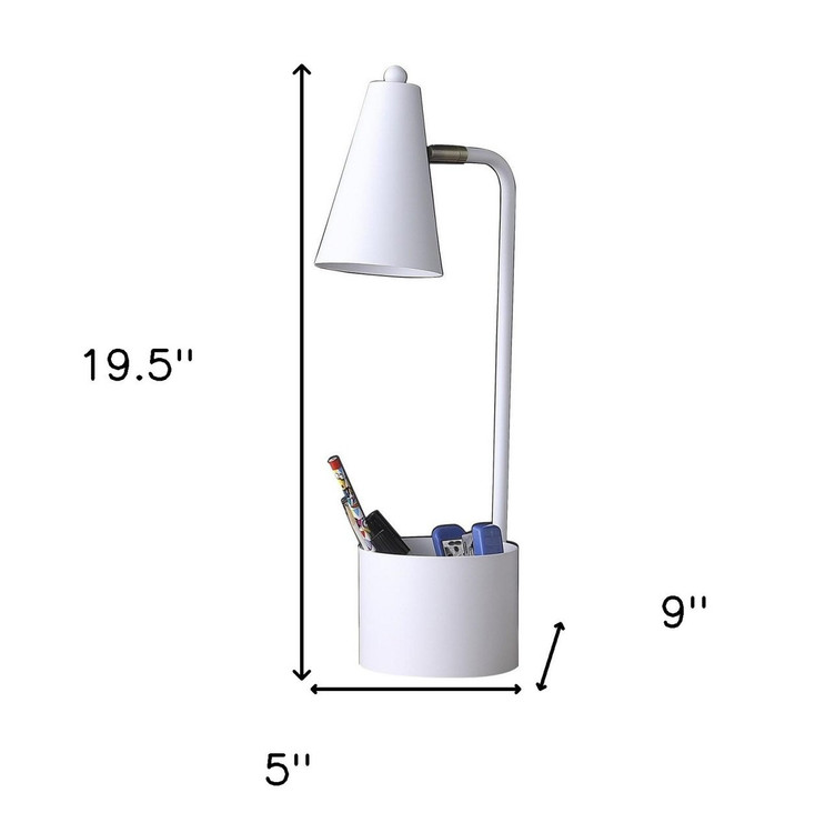 20" Compact White Student Metal Desk Lamp
