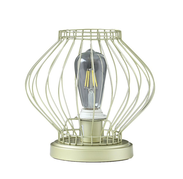 10" Gold Bedside Table Lamp with Gold Cage Shade