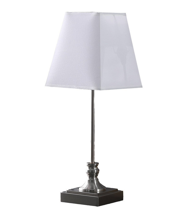 19" Silver Bedside Table Lamp with White Empire Shade