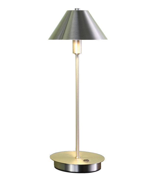 18" Silver Metal Bedside Table Lamp with Silver Cone Shade