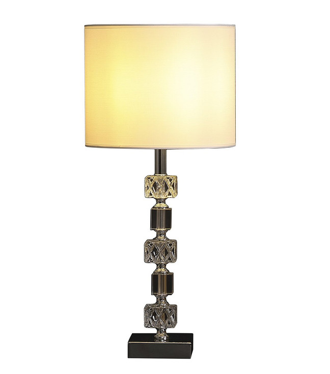 20" Silver Bedside Table Lamp with White Drum Shade