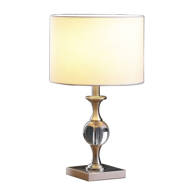 20in Silver Bedside Table Lamp with White Drum Lamp Shade