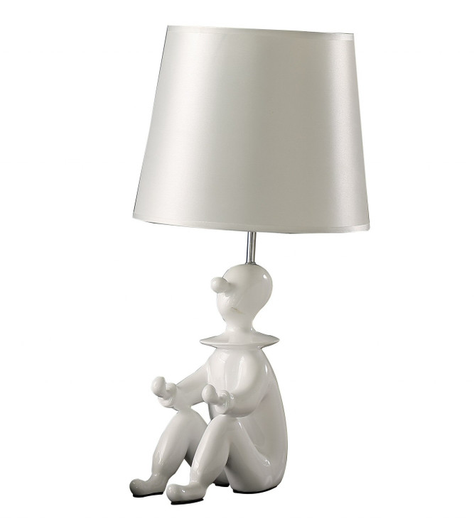 21" White Bedside Table Lamp with Silver Empire Shade