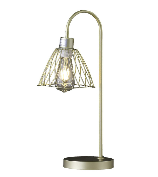 21" Gold Bedside Table Lamp with Gold Cage Shade