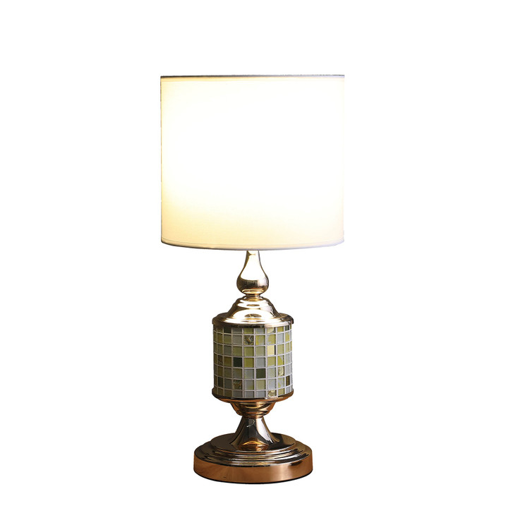 23" Gold Bedside Table Lamp with White Drum Shade