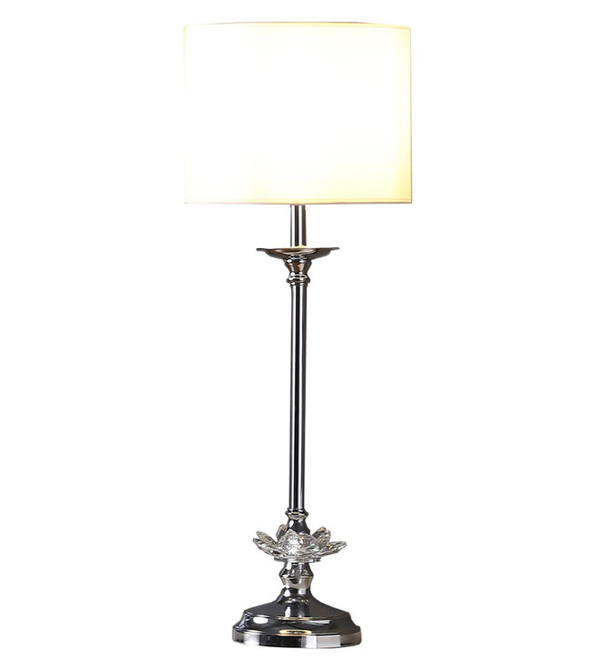 26" Silver Metal Table Lamp with White Globe Shade