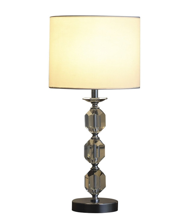 21" Silver Bedside Table Lamp with White Drum Shade