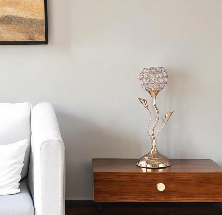 14" Gold Bedside Table Lamp with Clear Novelty Shade