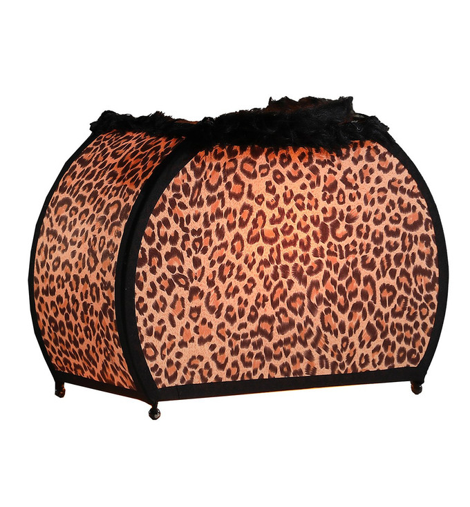 12" Brown and White Funky Leopard Pattern Novelty Table Lamp