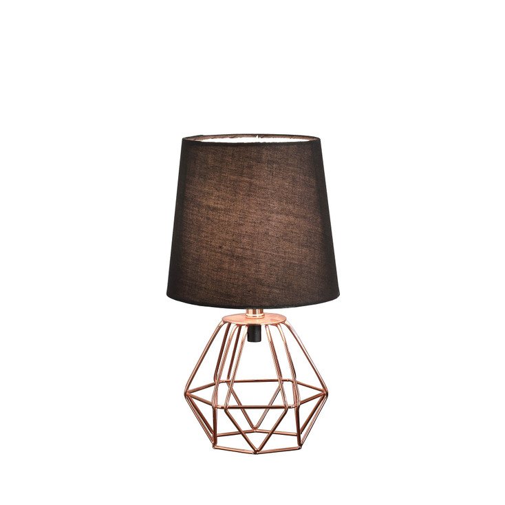 11" Copper Bedside Table Lamp with Black Empire Shade