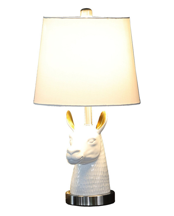 21" Silver Bedside Table Lamp with White Empire Shade