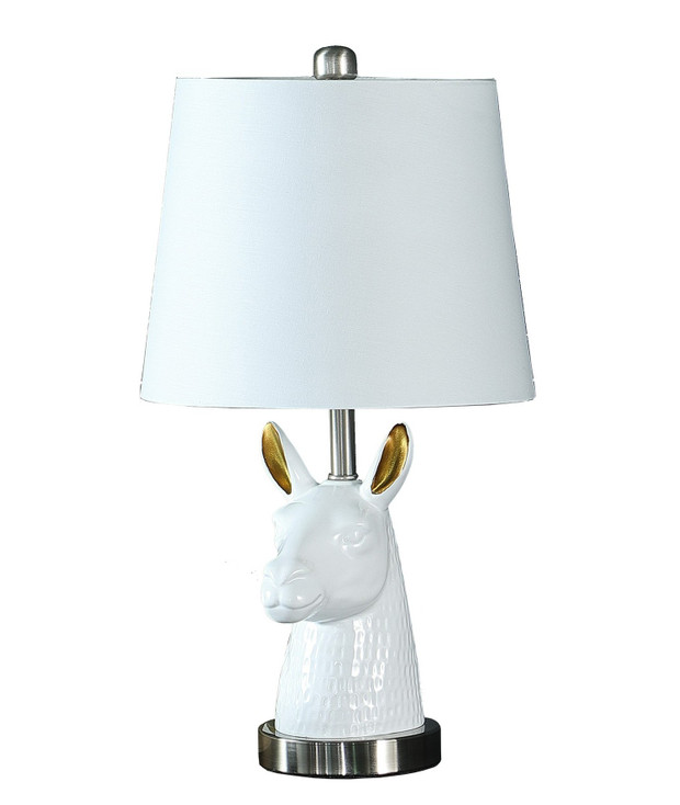 21" Silver Bedside Table Lamp with White Empire Shade