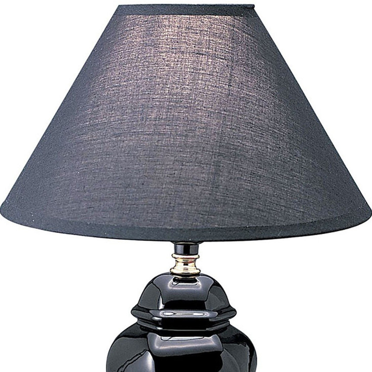 13" Black Ceramic Bedside Table Lamp with Black Lamp Shade