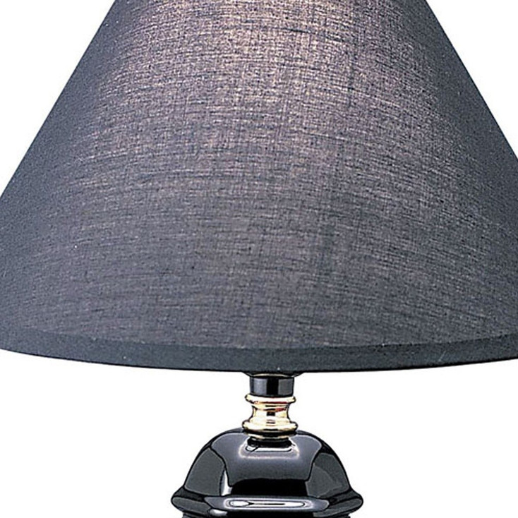 13" Black Ceramic Bedside Table Lamp with Black Lamp Shade