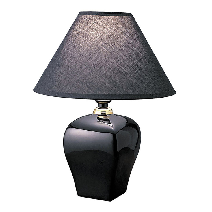 13in Black Ceramic Bedside Table Lamp with Black Lamp Shade