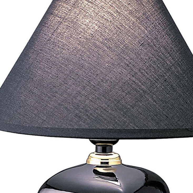13in Black Ceramic Bedside Table Lamp with Black Lamp Shade