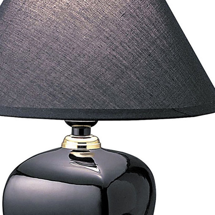 13in Black Ceramic Bedside Table Lamp with Black Lamp Shade