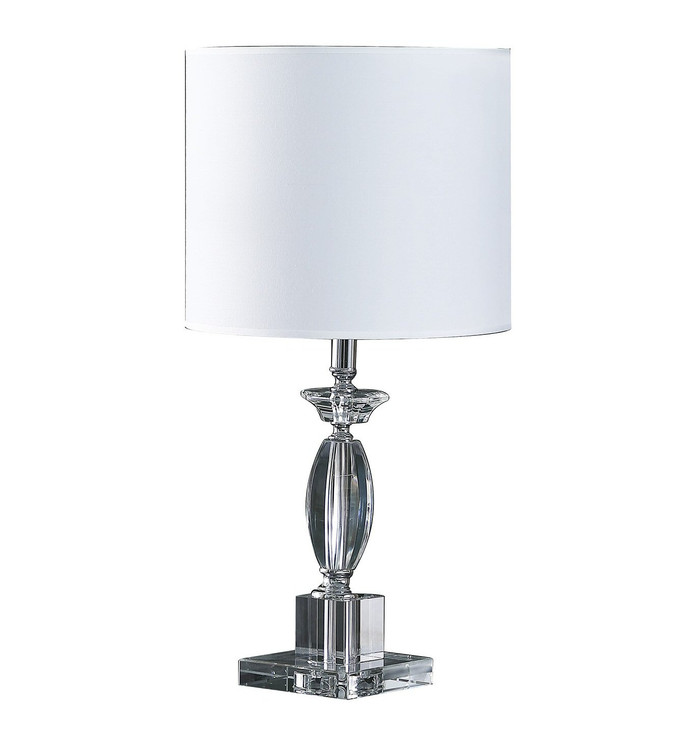 23" Silver Crystal Standard Table Lamp with White Classic Drum Shade Table Lamp
