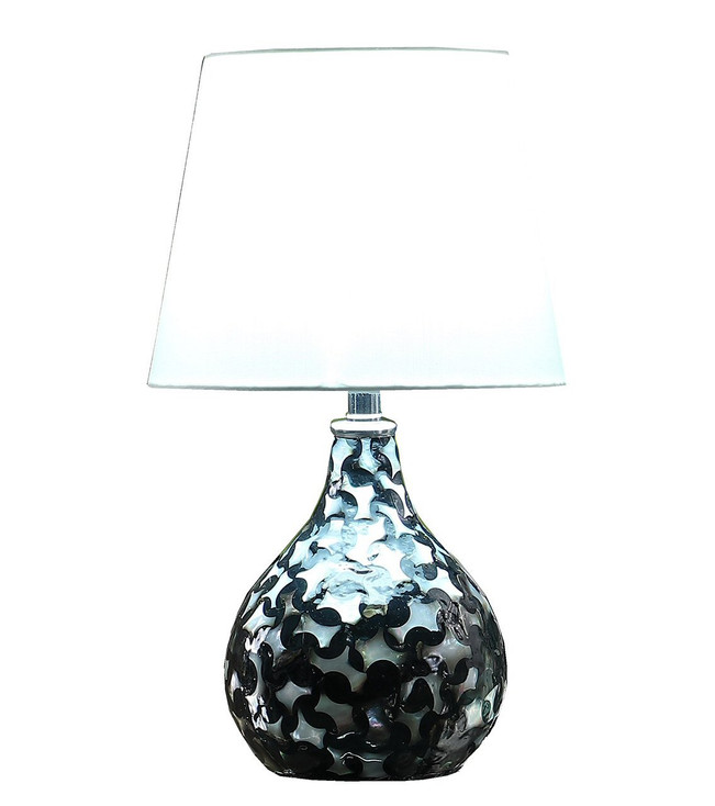 12" Black Table Lamp with White Globe Shade