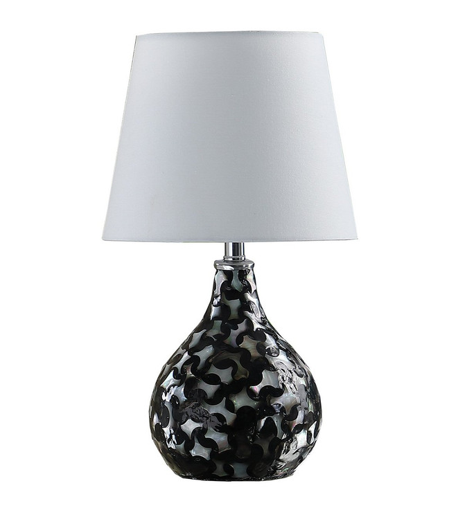 12" Black Table Lamp with White Globe Shade