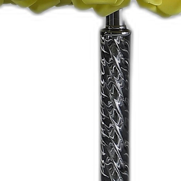 18" Silver Bedside Table Lamp with Yellow Flowers Drum Shade