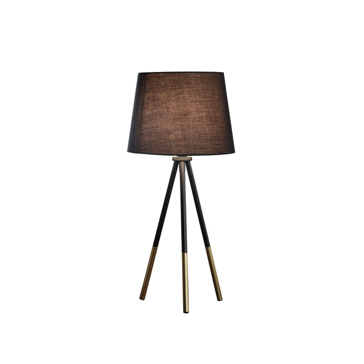 20" Gold Tripod Table Lamp with Black Empire Shade
