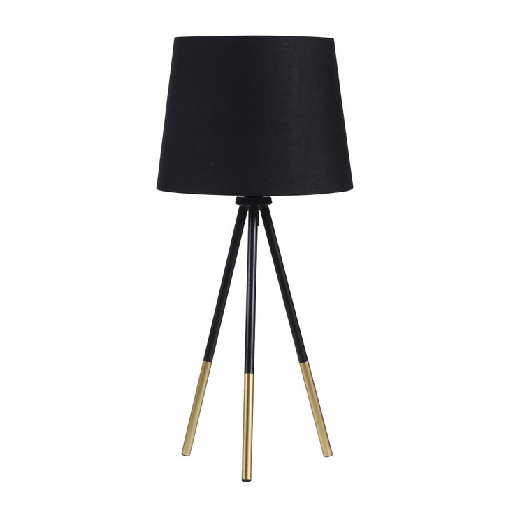 20" Gold Tripod Table Lamp with Black Empire Shade