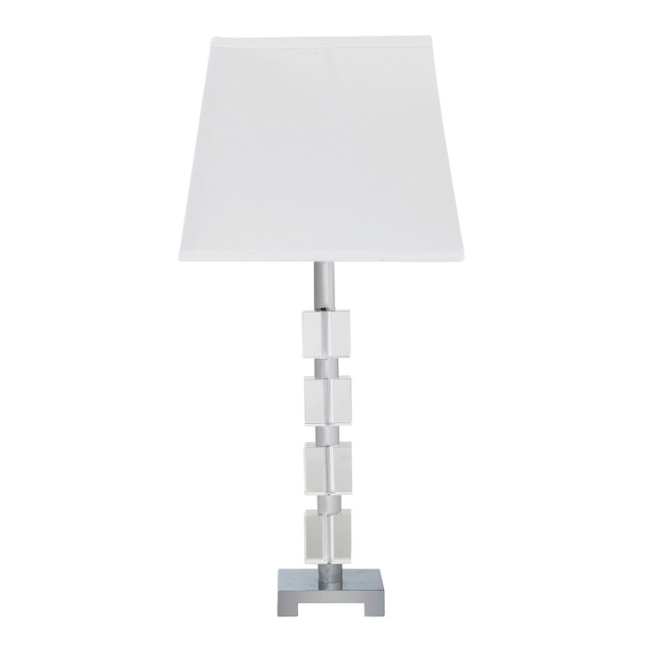 25" Crystal Geo Cubed Table Lamp with White Sharp Corner Square Tapered Shade
