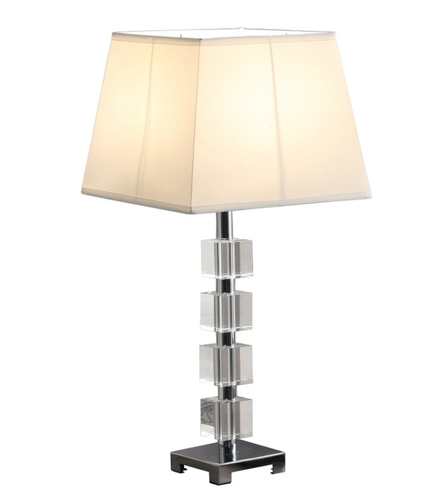25" Crystal Geo Cubed Table Lamp with White Sharp Corner Square Tapered Shade