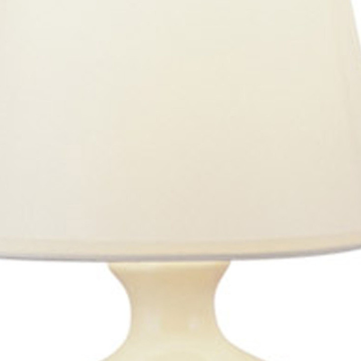 12" Beige Ceramic Bedside Table Lamp with White Shade