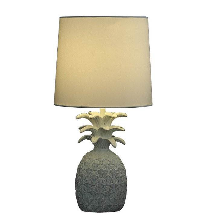 17" White Bedside Table Lamp with White Empire Shade