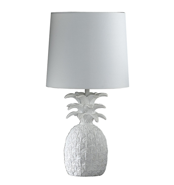 17" White Bedside Table Lamp with White Empire Shade