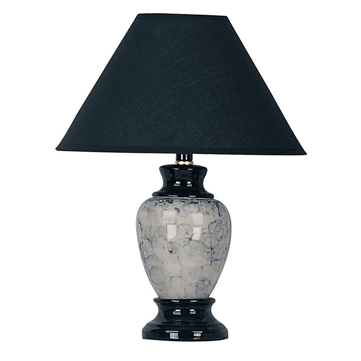 13" Black Ceramic Bedside Table Lamp with Black Shade