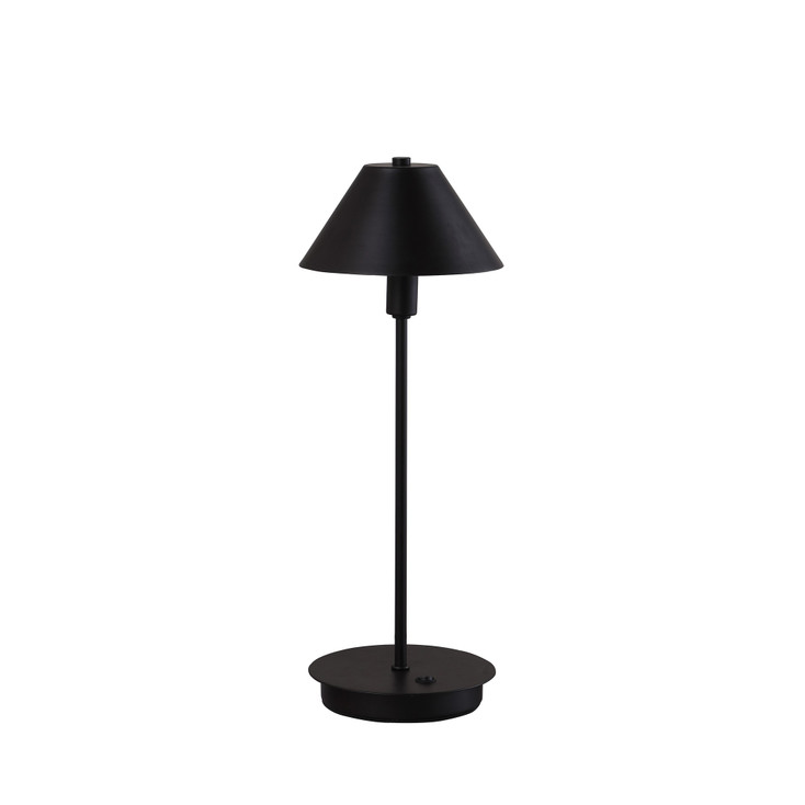 18" Black Metal Bedside Table Lamp with Black Cone Shade